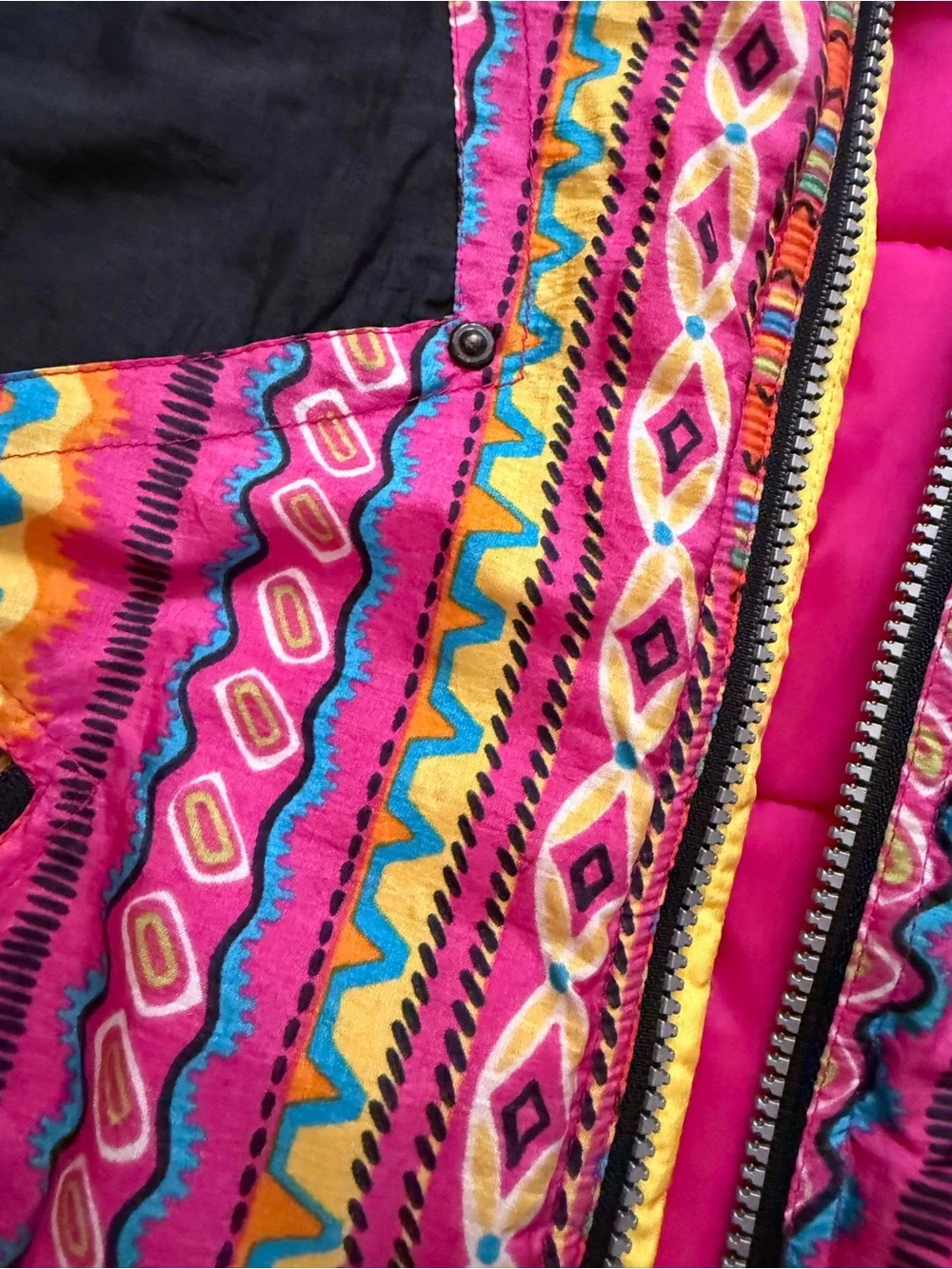 Color & Co Kids Vintage Colorblock Puffer Jacket Size 10 Retro 90s Winter Coat